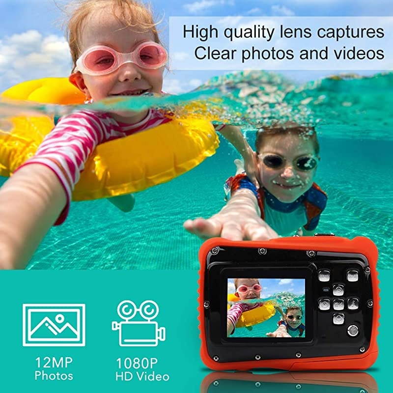 Waterproof Mini Kid Camera High Definition 12MP HD 3M Underwater Swimming Digital Camera Camcorder 2.0 Inch LCD Display Include 32 TF Card (Black)