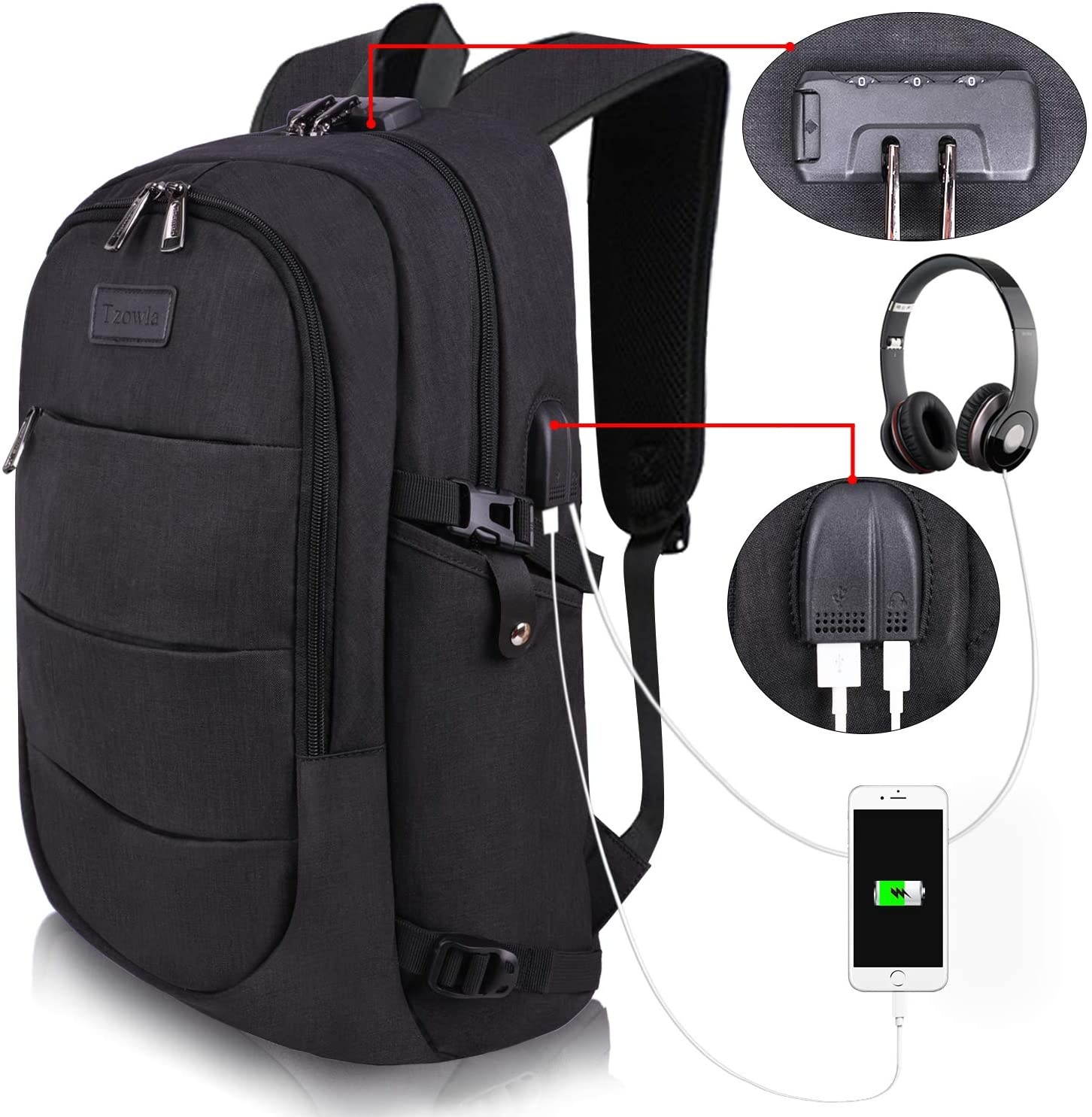 Travel Laptop Backpack Water Resistant Anti-Theft Bag with USB Charging Port and Lock 14/15.6 Inch Computer Business Backpacks for Women Men College School Student GiftBookbag Casual Hiking Daypack