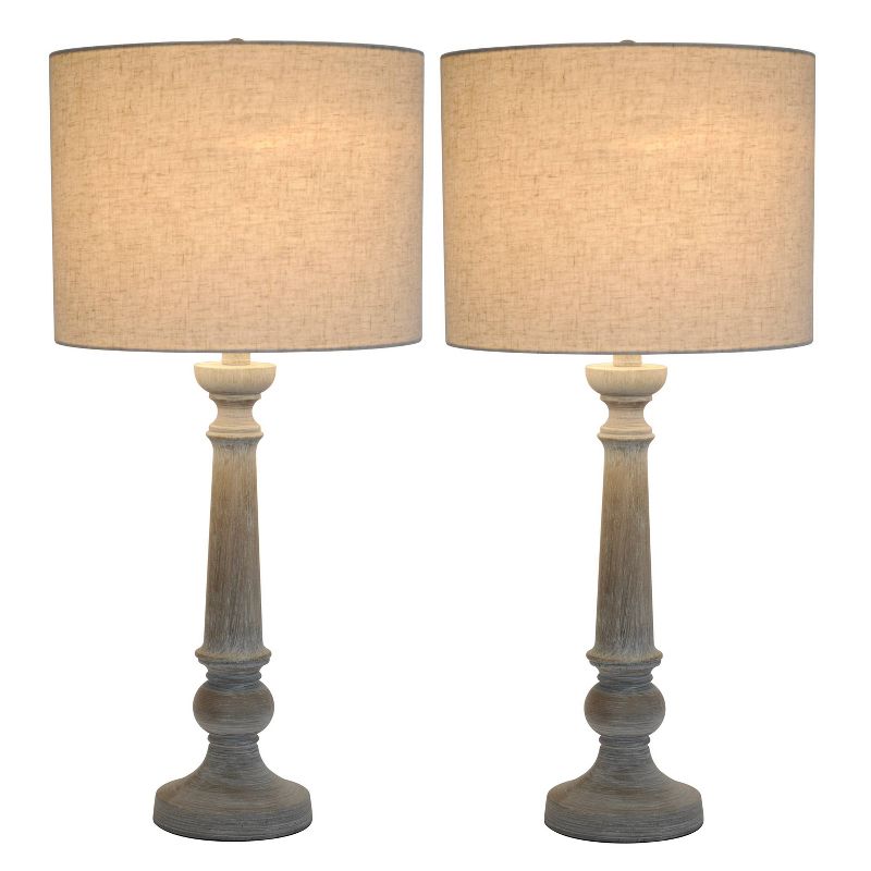 2pk Greige Oak Lamps Oak - Decor Therapy