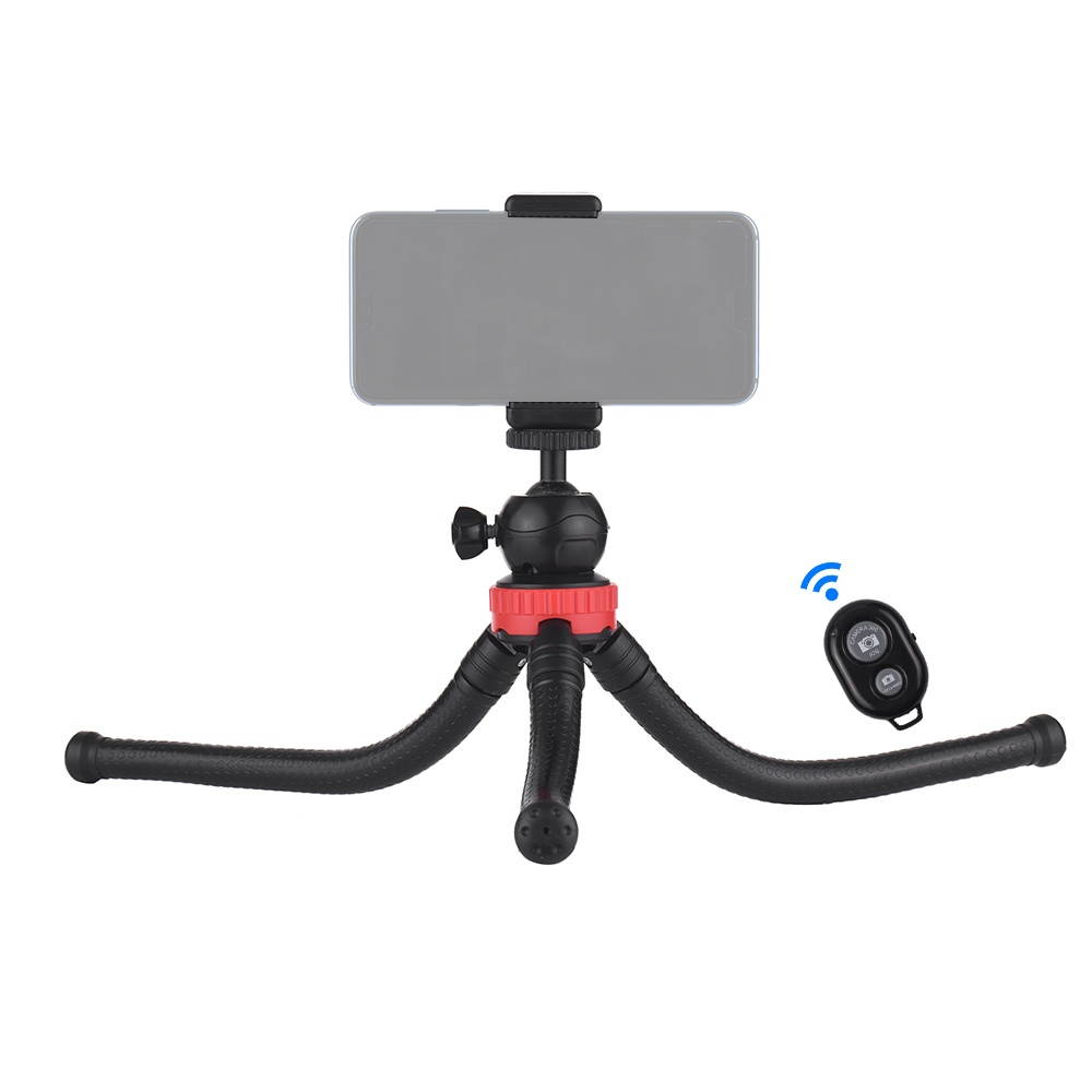 Flexible Octopus Tripod with 360&deg; Ball Head Phone Holder Phone Remote Controller for GoPro Heor 6/5/4/3+/3 Yi Action Camera for Canon Nikon Sony DSLR for iPhone Samsung HUAWEI 57-87mm Width Smartphone