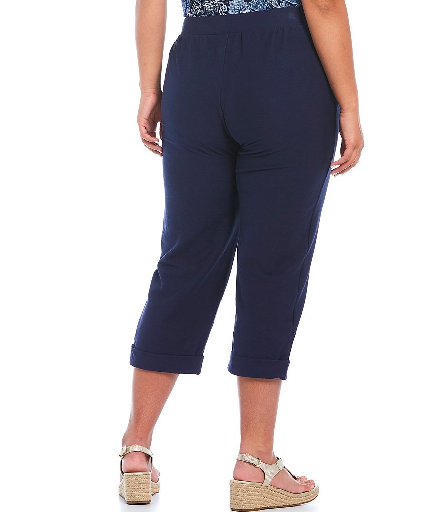 MICHAEL Michael Kors Plus Size Stretch Knit Twill Pull-On Roll Cuff Crop Pants