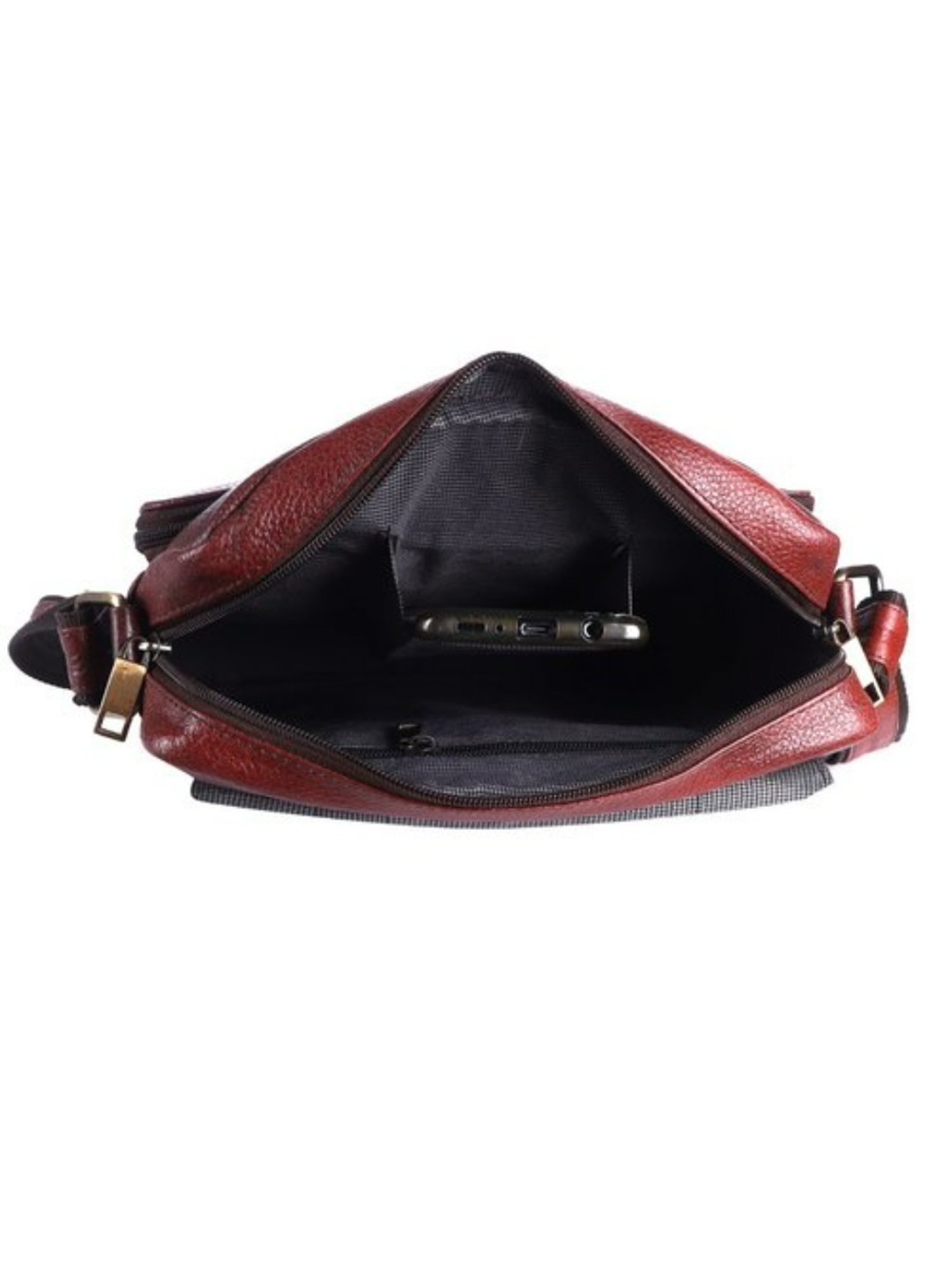 HiLEDER Brown Textured Medium Leather 11 inch Cross Body Bag