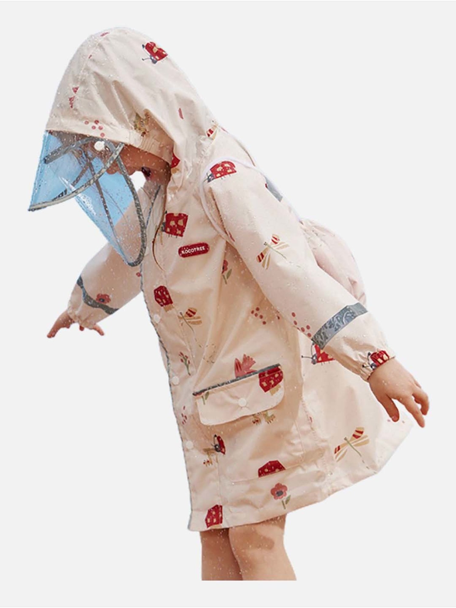 Little Surprise Box Kids Pink Printed Full Sleeves Raincoat