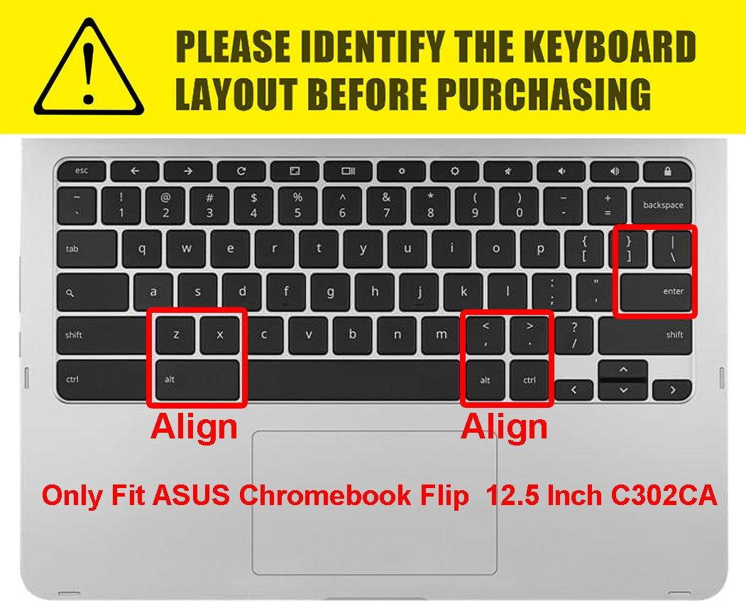 for ASUS Chromebook C302CA Keyboard Cover, Keyboard Protector Skin for ASUS Chromebook Flip C302CA 12.5" Chromebook, Ultra Thin Anti Dust Premium Silicone Material, Gradual Blue
