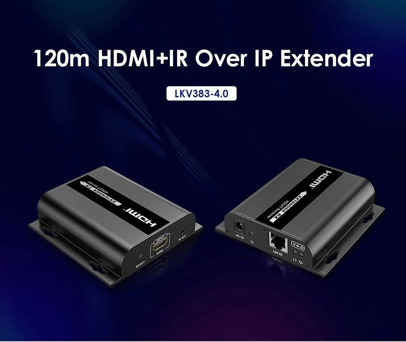 LENKENG LKV383 V4.0 1080P@60Hz  HDBitT HDMI Network Extender 1 Receiver and 1 Transmitter Over IP RJ Cat5/5e/6/7 Cable, Transmission up to 395Ft with IR Control