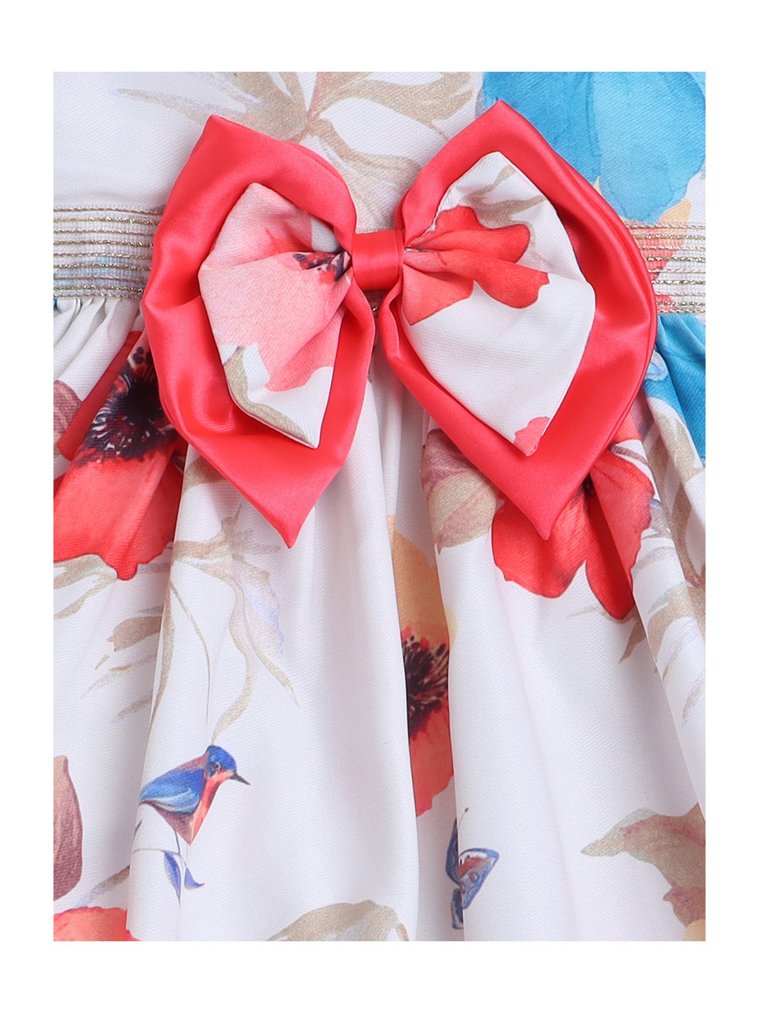 Many Frocks Kids White Floral Print Dress