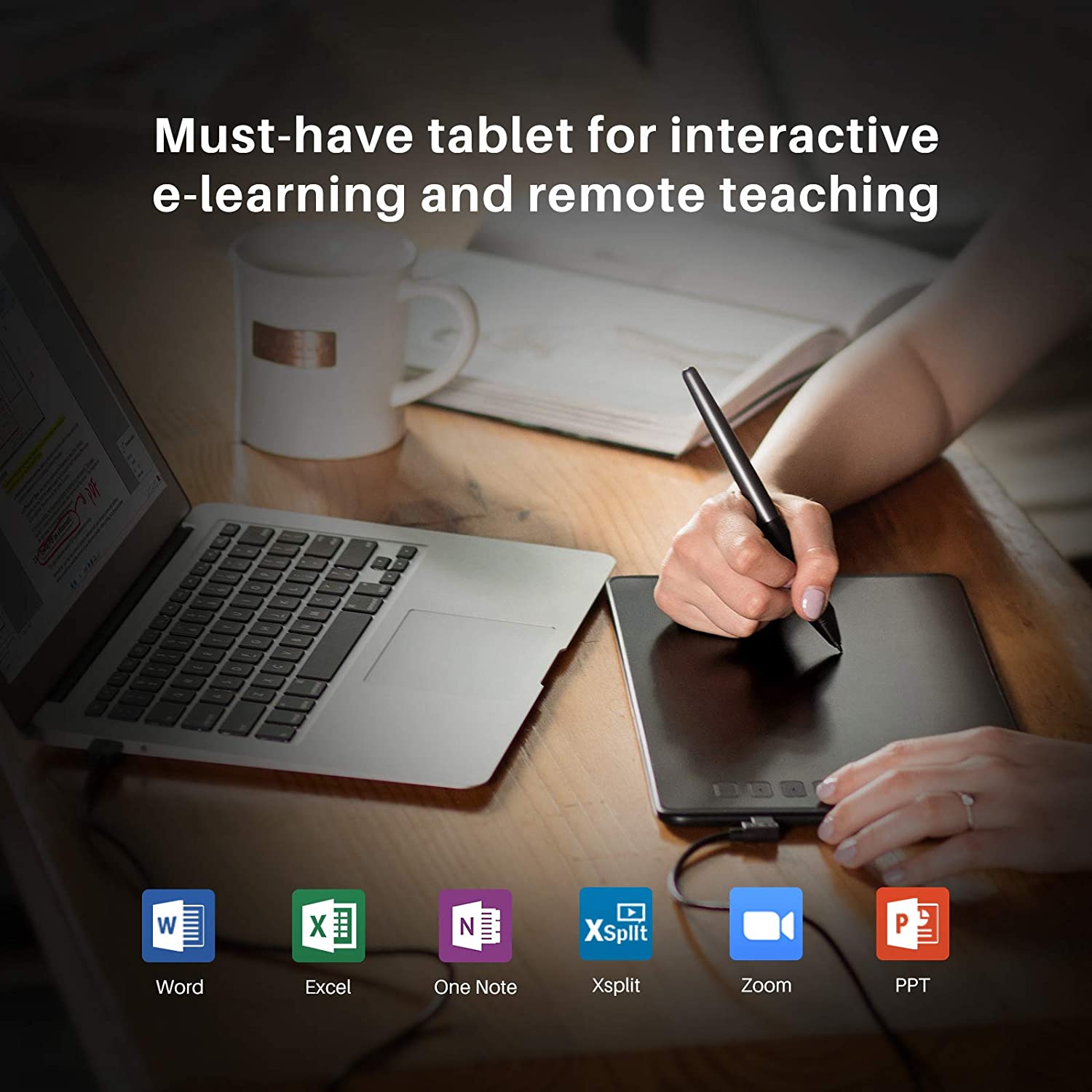 Huion Inspiroy H640P Graphics Drawing Tablet Android Support with Battery-Free Stylus and 8192 Pressure Sensitivity