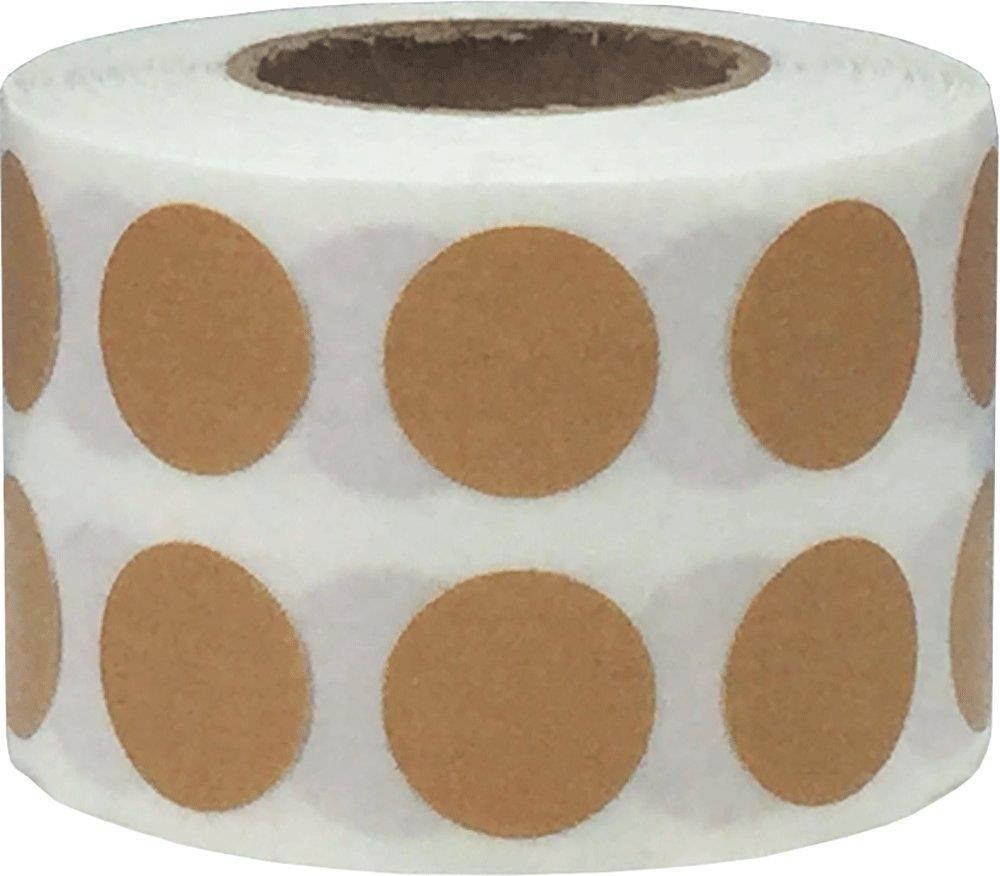 Tan Circle Dot Stickers, 1/2 Inch Round, 1000 Labels on a Roll