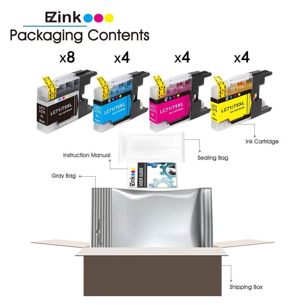 E-Z Ink (TM) Compatible Ink Cartridge Replacement for Brother LC-75 XL High Yield To Use With MFC-J6510DW MFC-J6710DW MFC-J6910DW MFC-J280W MFC-J425W(8 Black, 4 Cyan, 4 Magenta, 4 Yellow) 20 Pack