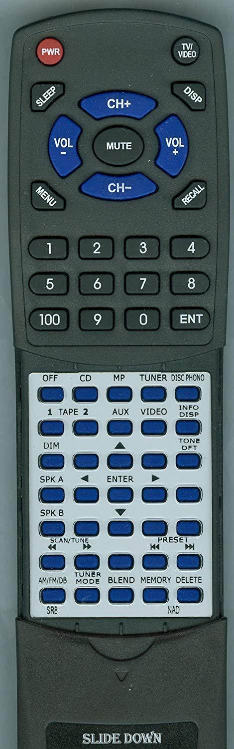 Replacement Remote Control for NAD C375BEE, C326BEE, C165BEE, C422, RCSR8, SR8
