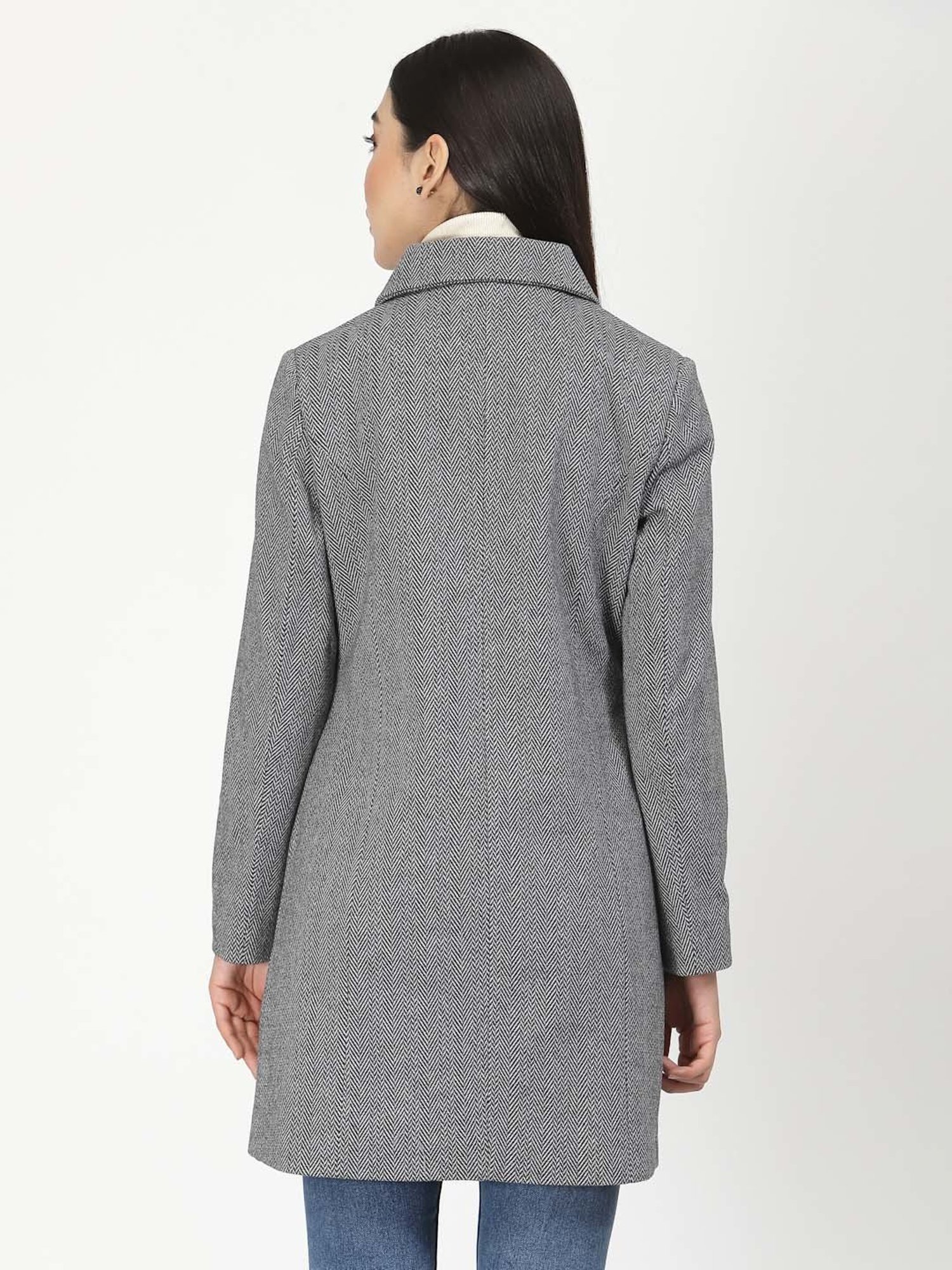 Juelle Grey Self Design Over Coat