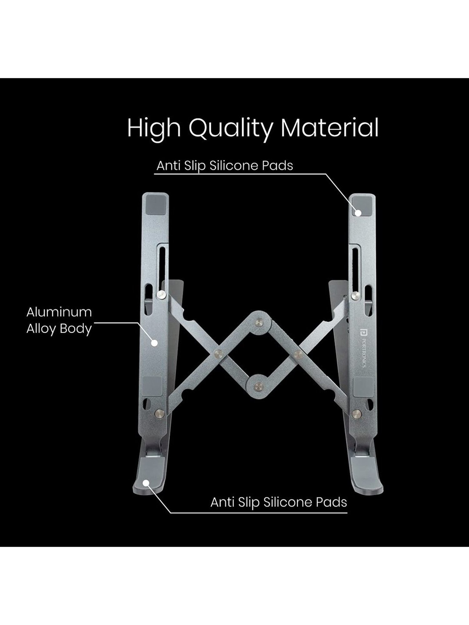 Portronics My Buddy K2 POR-1388 Portable Laptop Stand (Grey)