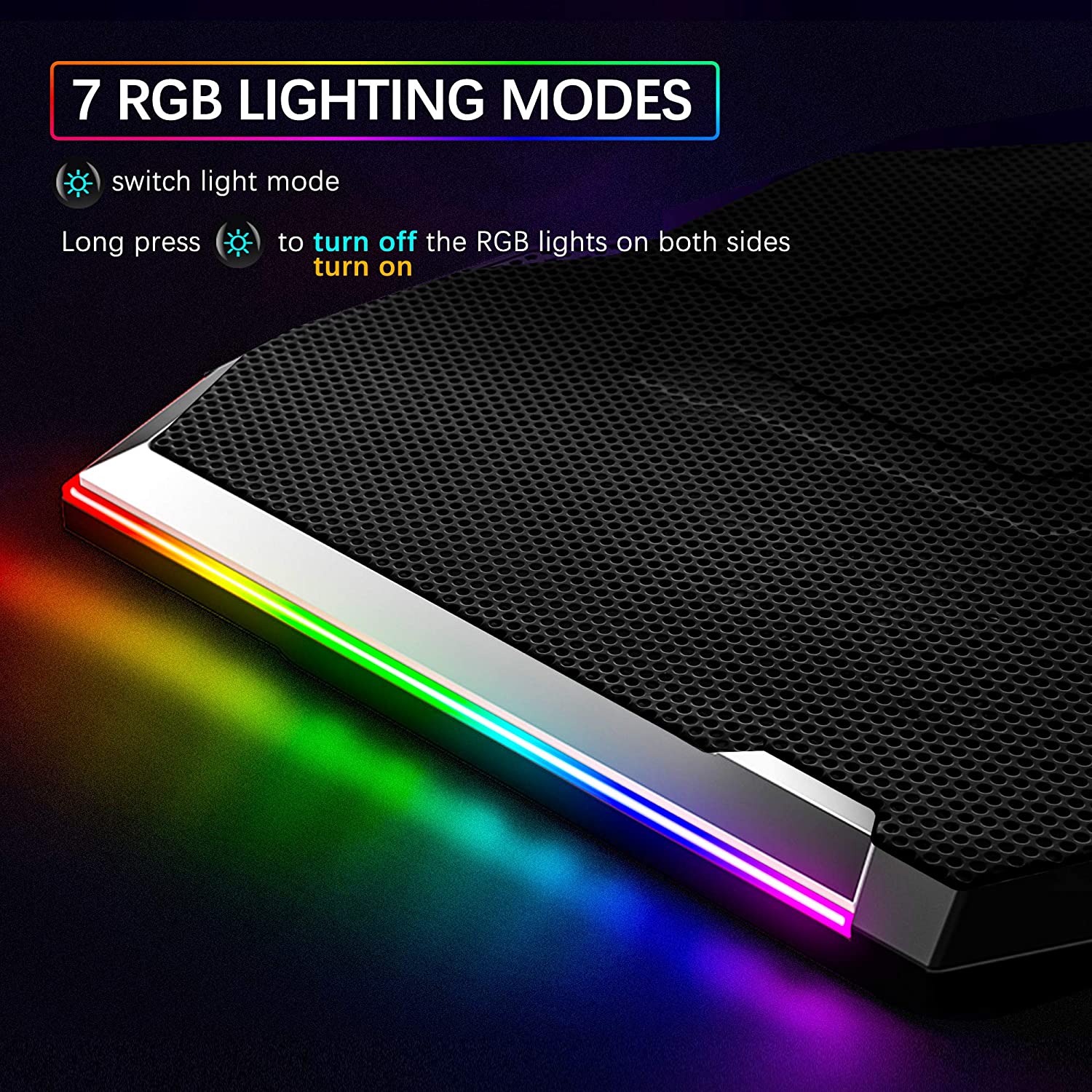 Laptop Cooling Pad Silver Wing Cooler, RGB Lighting Laptop Cooler Fan Compatible 11-17.3" Laptop, 6 Fans Strong Wind and 7 Lighting Mode Adjustable Angle