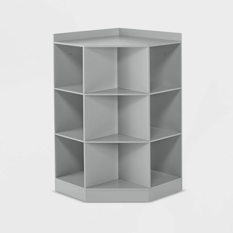 Kids' 6 Cubby with 3 Shelf Corner Cabinet Gray - RiverRidge
