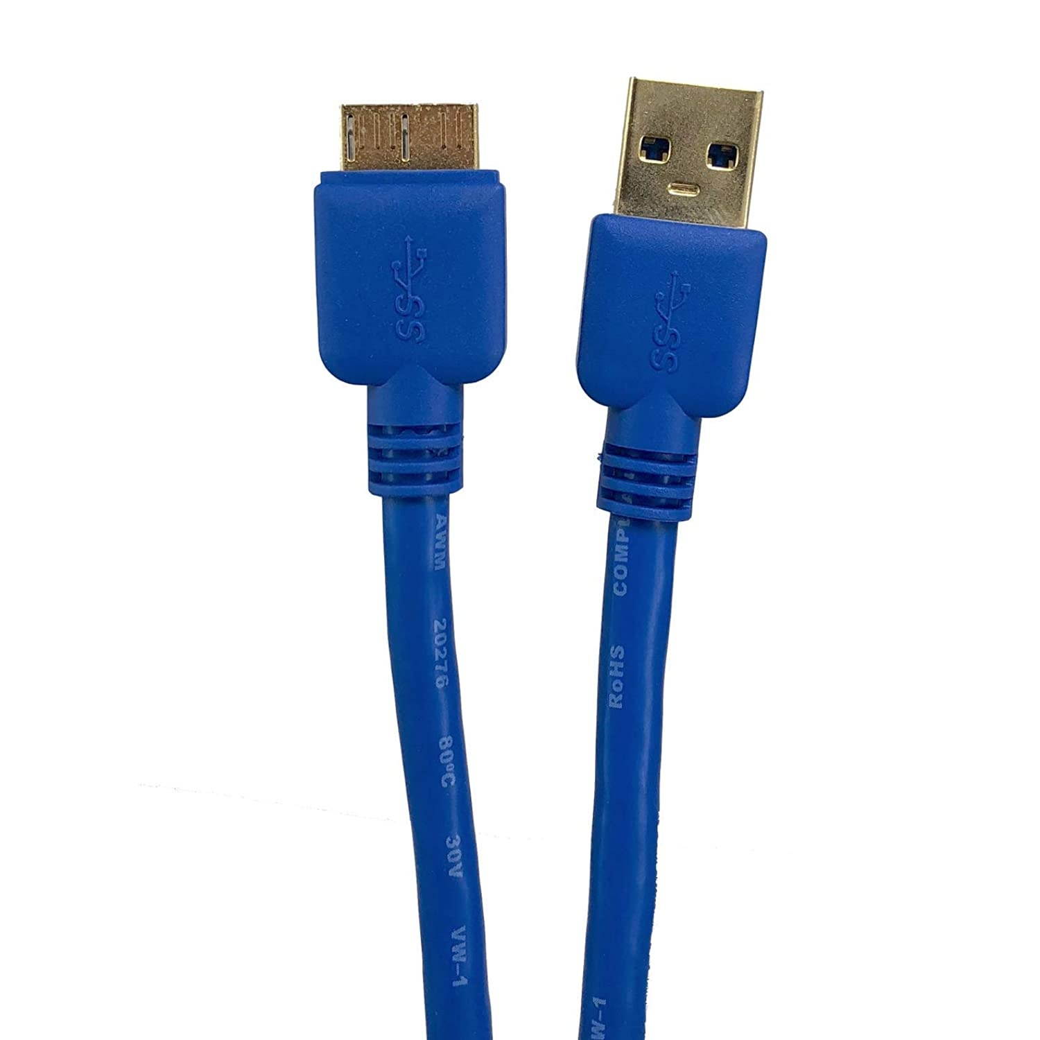 Micro Connectors E07-310AMB-BL 10 Feet Superspeed USB 3.0 Cable Type A to Micro B