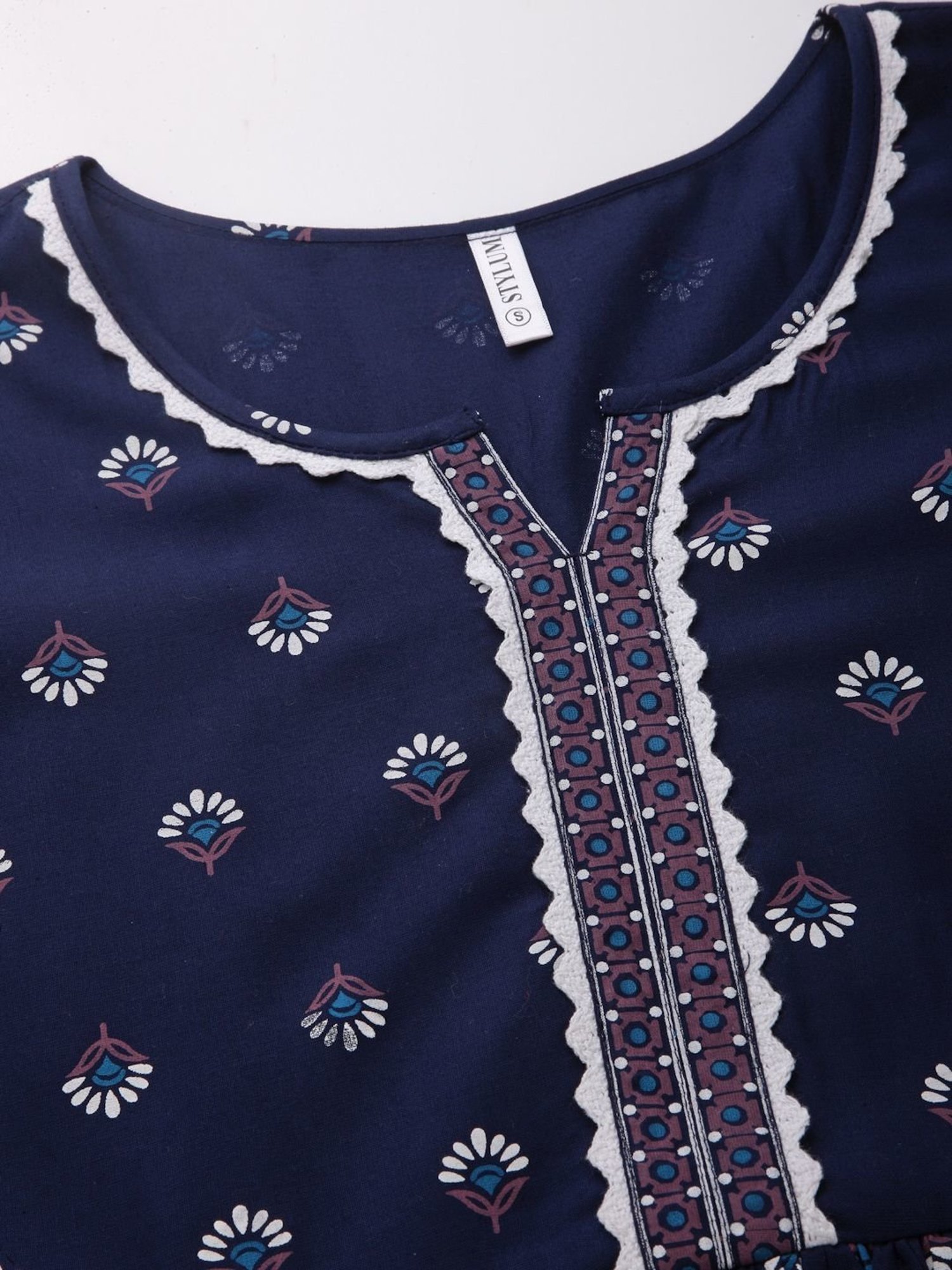 Stylum Navy Printed Kurti Sharara Set With Dupatta