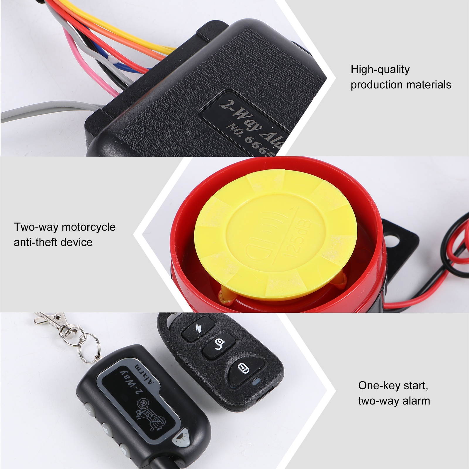 1 Set 2-Way Motorbike Alarm Device Anti-theft Security Tool Kit for Motorbike