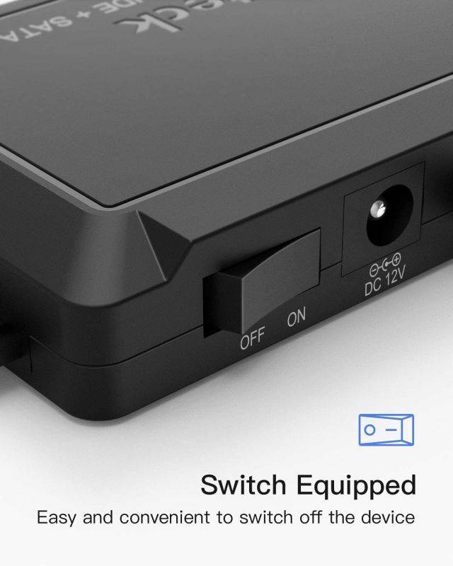 Inateck USB 3.0 to IDE/SATA External Hard Drive Reader Applicable to 2.5"/3.5" HDD/SSD, with 12V/2A Power Supply, SA03001