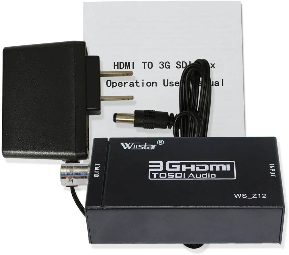 Wiistar HDMI to SDI HD Audio Video Converter HDMI to SDI Adapter Support SDI/HD-SDI/3G-SDI 1080p for Camera Home Theater
