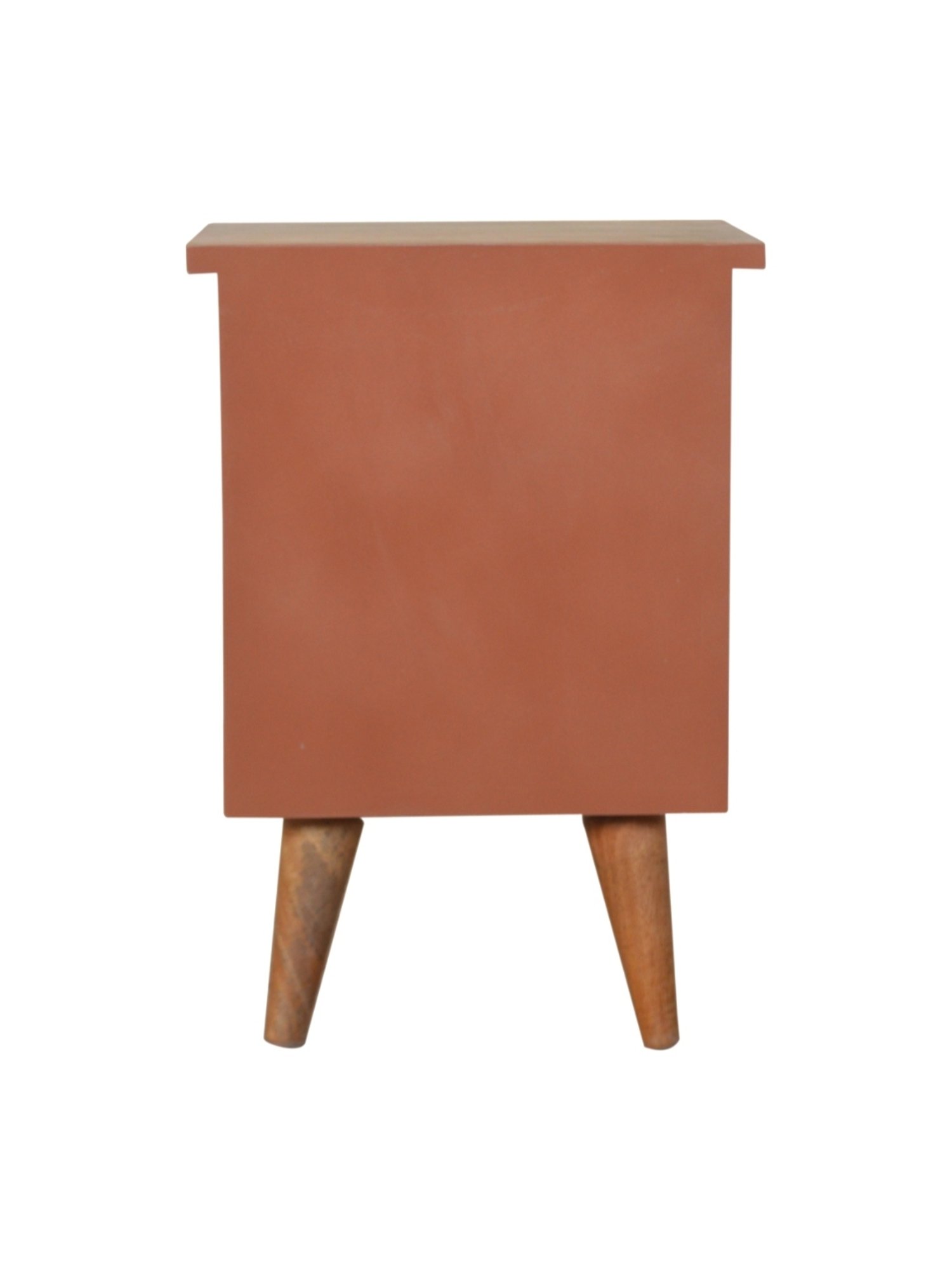 Artisan Furniture Solid Brown Mango Wood Side Table Brick Red Finish