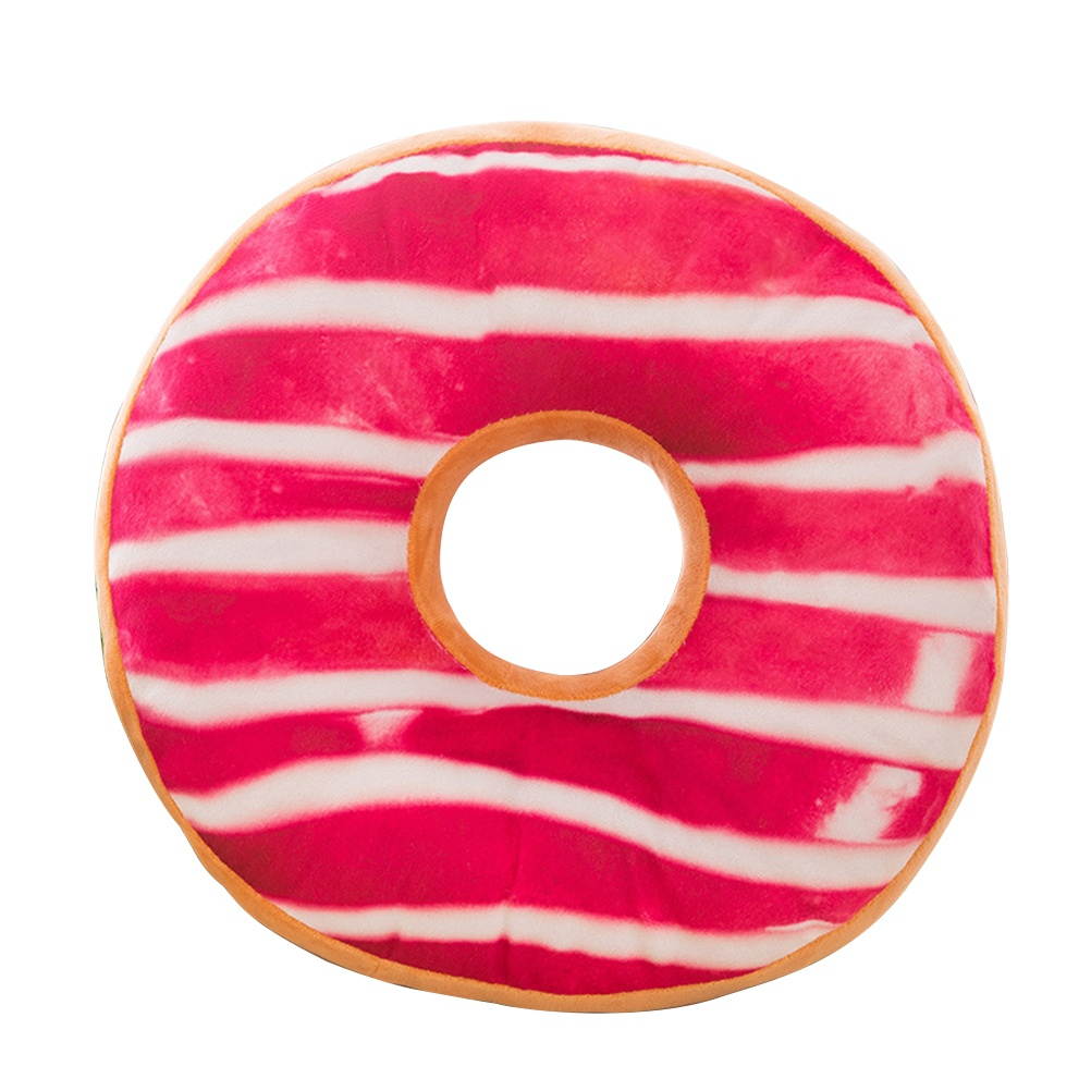 3D Donut Pillow Cosy Seat Back Stuffed Cushion Doughnut Throw Pillow Plush Toy for Living Room Bedroom Home Decor 40cm (Strawberry)