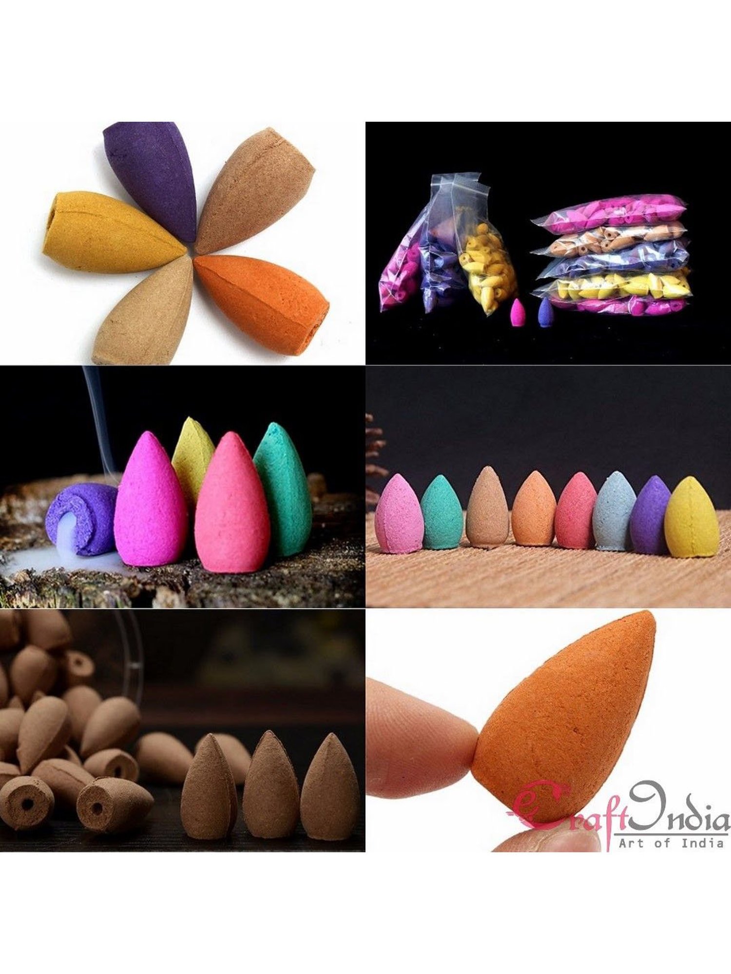 Pack of 600 Backflow Incense Cones in Rose, Jasmine and Lavender Scent for Backflow Incense Burners