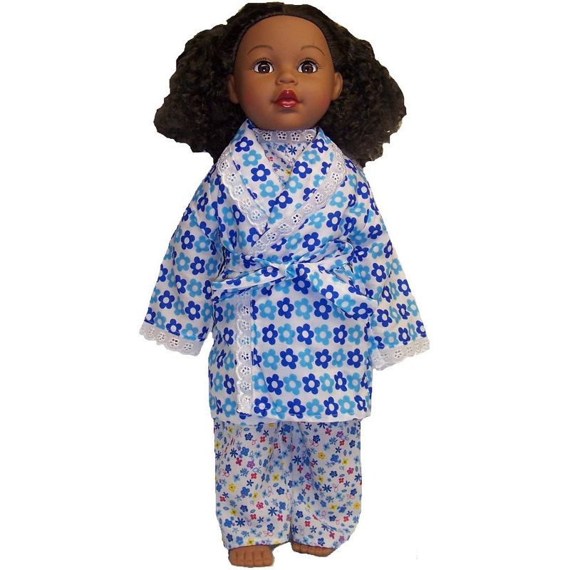 Doll Clothes Superstore Blue Flower Pajamas With Bathrobe For 18 Inch Dolls