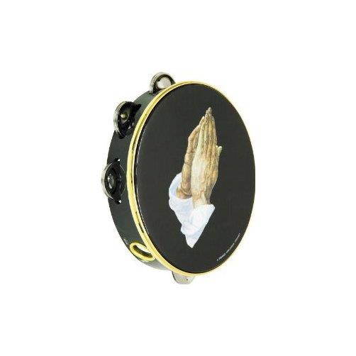 Remo Tambourine, 8 Diameter, 8 Pairs Jingles x 1 Row, 'Praying Hand' Graphic