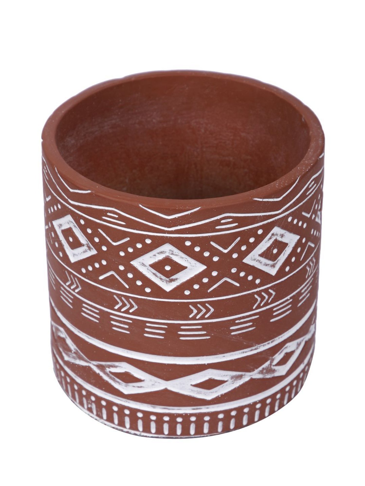 Tayhaa Rust Ceramic Engraved Pattern Planter