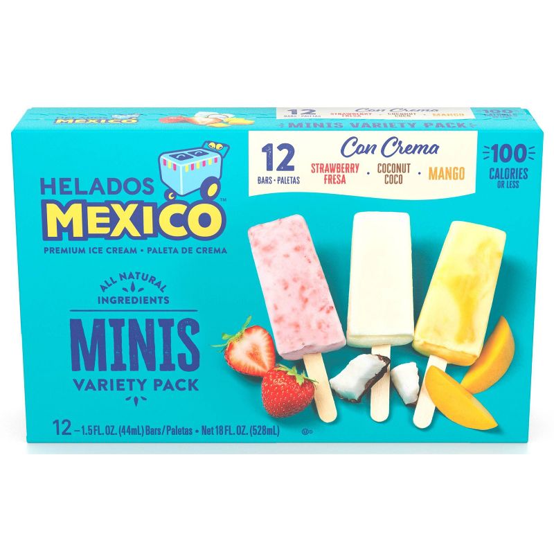 Helados Mexico Minis Fruit & Cream Variety Bars - 12ct