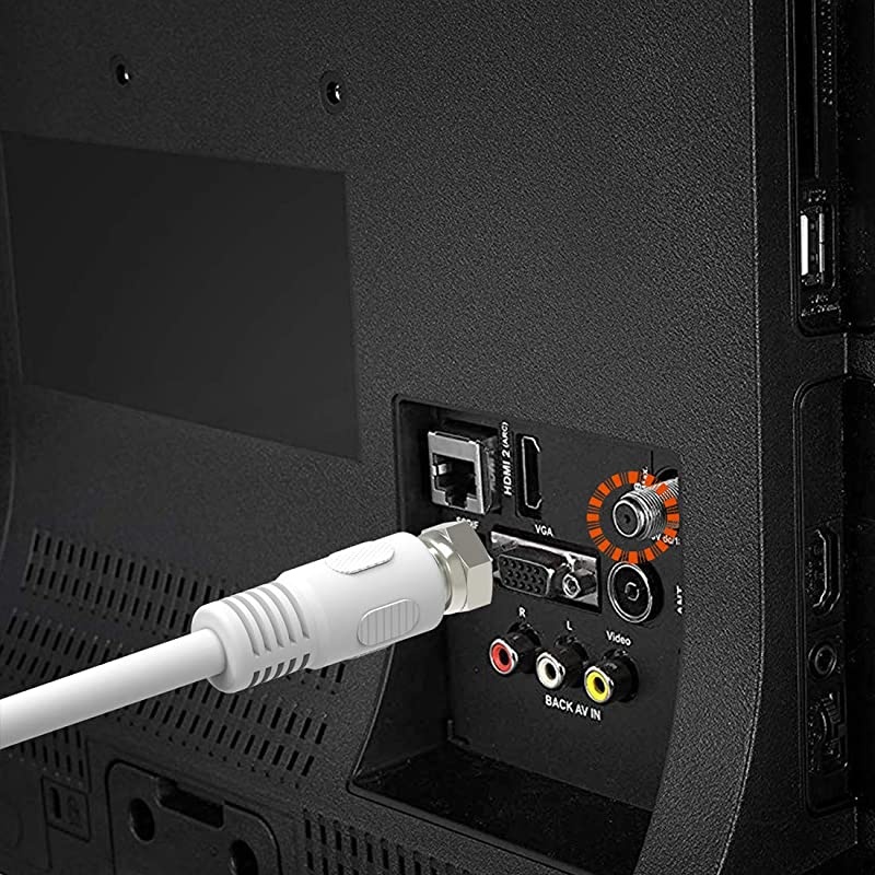 Coaxial Cable 6ft, TV Antenna Cable, 2-Pack  White 75 Ohm Quad Shield RG6 Coax Cables with F-Male Connectors, Ideal for TV Antenna DVR Satellite