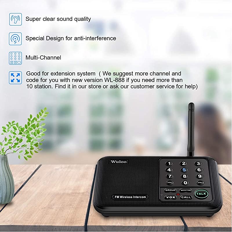 Intercoms Wireless for Home 1 Mile 5280 Feet Range 10 Channel Wireless Intercom System for Home House Business Office Room to Room Intercom Home Communication System 2 Packs Black