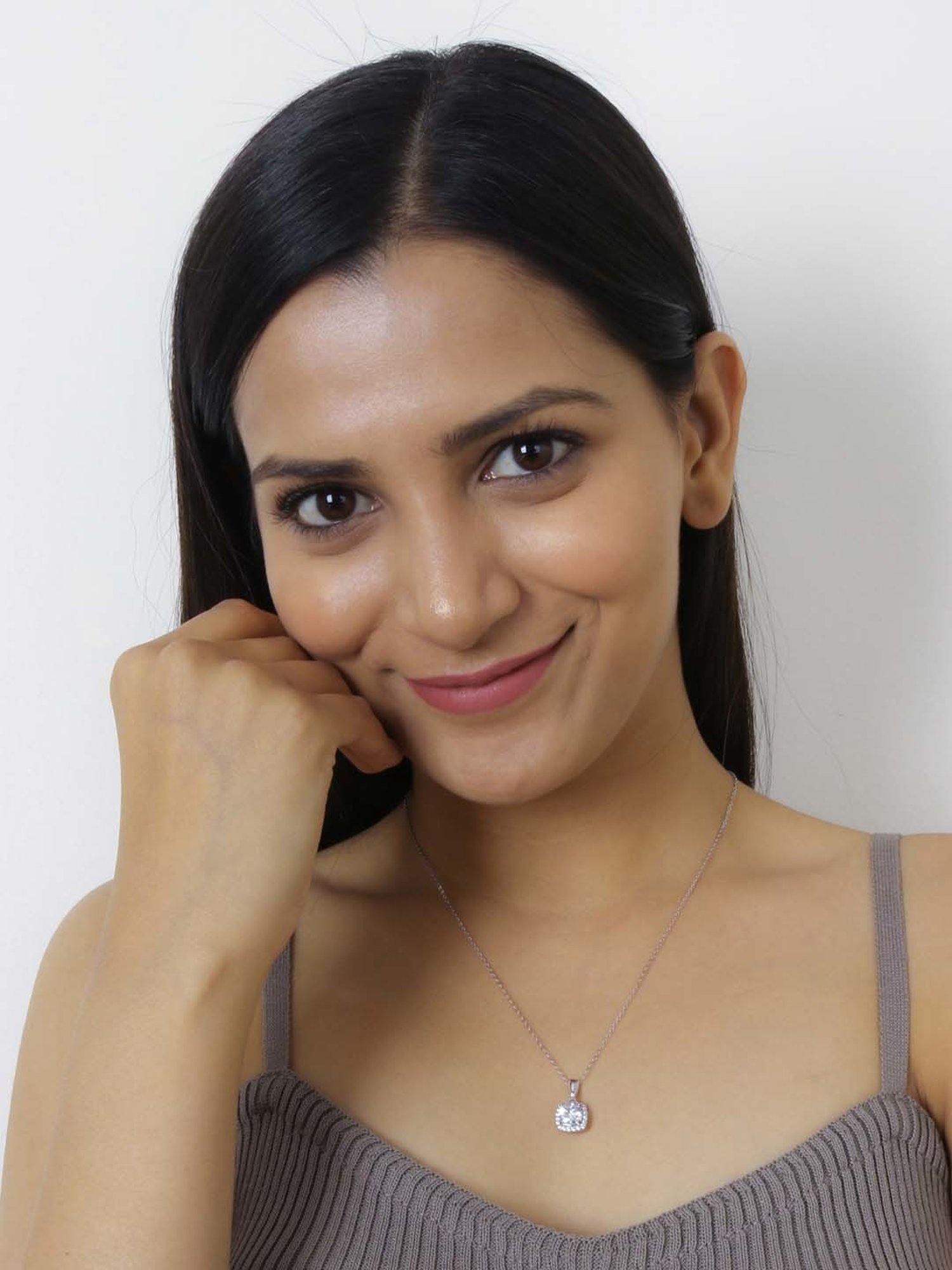 925 Silver Cushion Cut American Diamond Halo Pendant with 18-inch Chain for Women & Girls