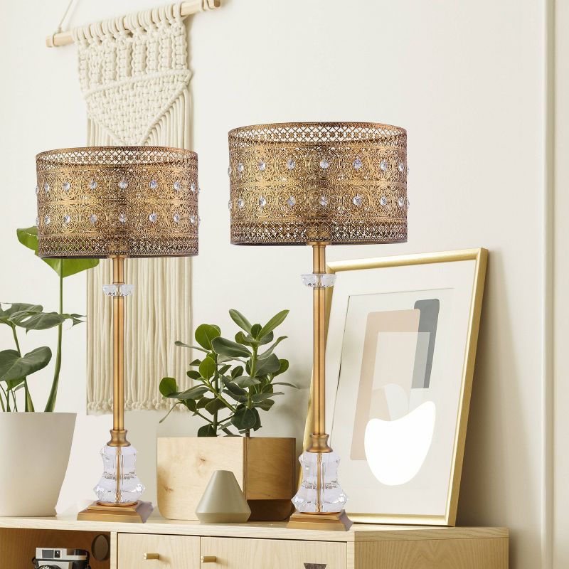 28" 1-Light Bryar Buffet Table Lamp Brass/Crystal - River of Goods