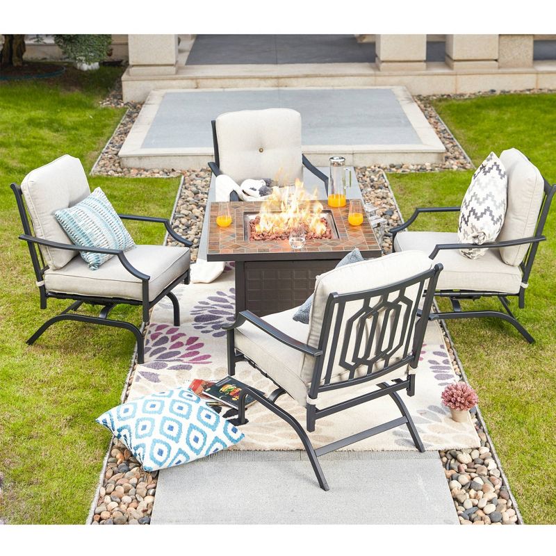5pc Conversation Steel Patio Seating Sets Cream - Lokatse