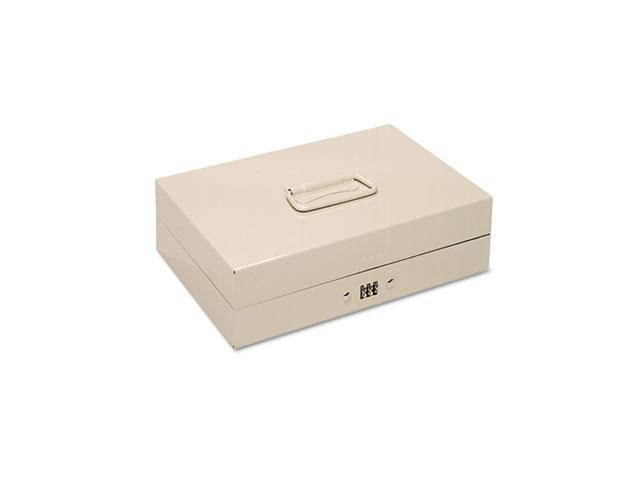 MMF Industries 221619003 Heavy-Duty Steel Lay-Flat Cash Box w/6 Compartments, Combination Lock, Sand