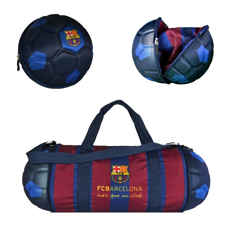 La Liga FC Barcelona Collapsible Soccer Ball Blue Duffel Bag