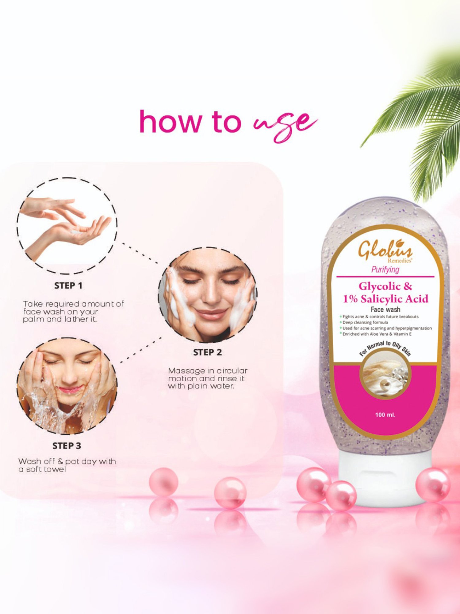 Globus Remedies Purifying Glycolic & 1% Salicylic Acid Face Wash - Pack of 2