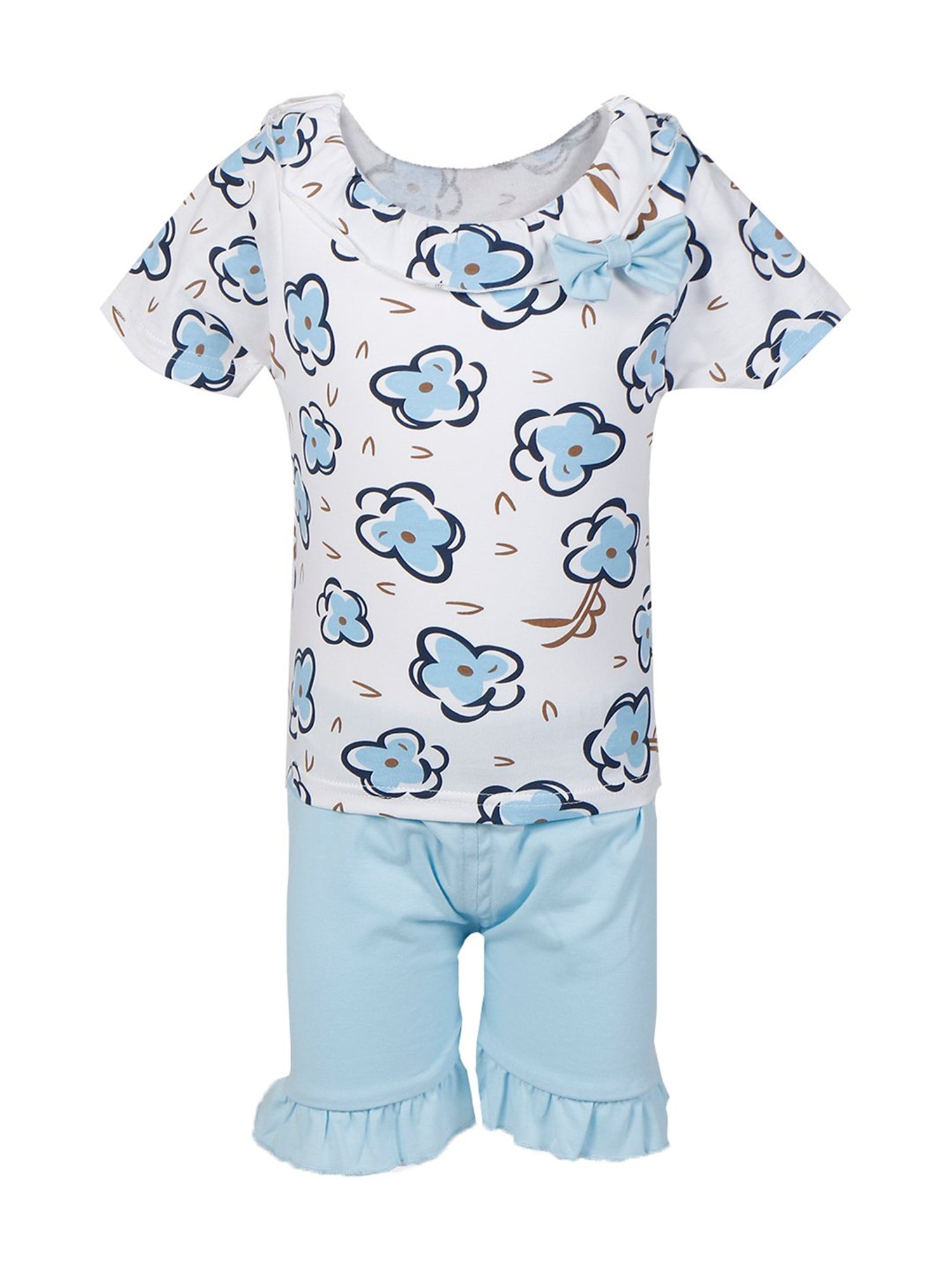 Passion Petals Kids Blue Cotton Printed Top & Shorts