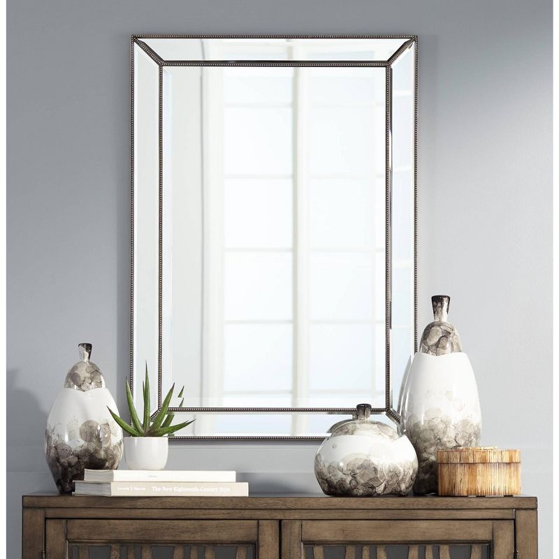 Uttermost Roseau Silver Pewter 24" x 34" Beaded Wall Mirror