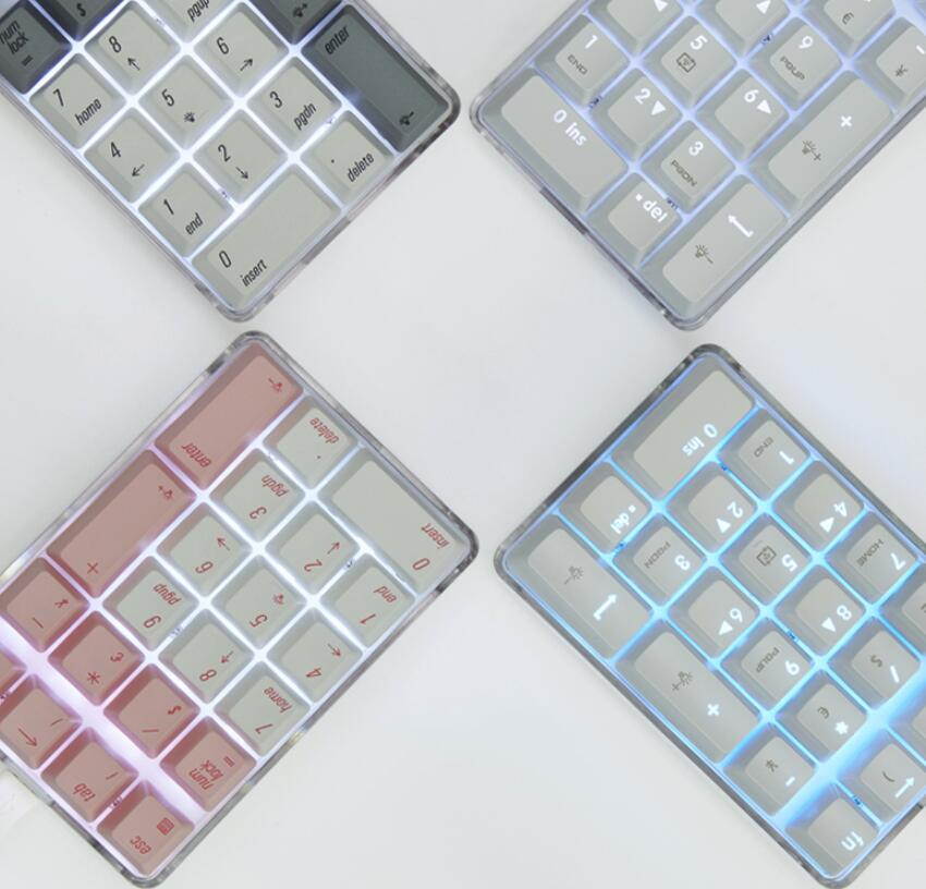 Mechanical Numeric Keypad Cherry MX  White Switch Wired Gaming Keypad Crystal Case White Backlit 21 Keys Mini Numpad Portable Keypad Extended Layout White Magicforce by Qisan