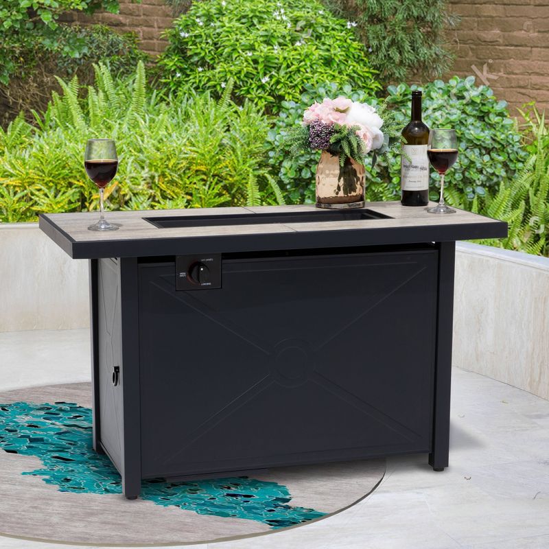 42" Rectangle Steel Fire Pit Table Black - Nuu Garden