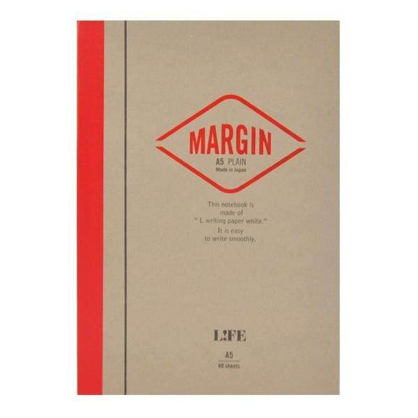 Life Margin Bound On Side Notebooks: 6 in. x 8 in. (Tan/Red Cover, Blank Pages)