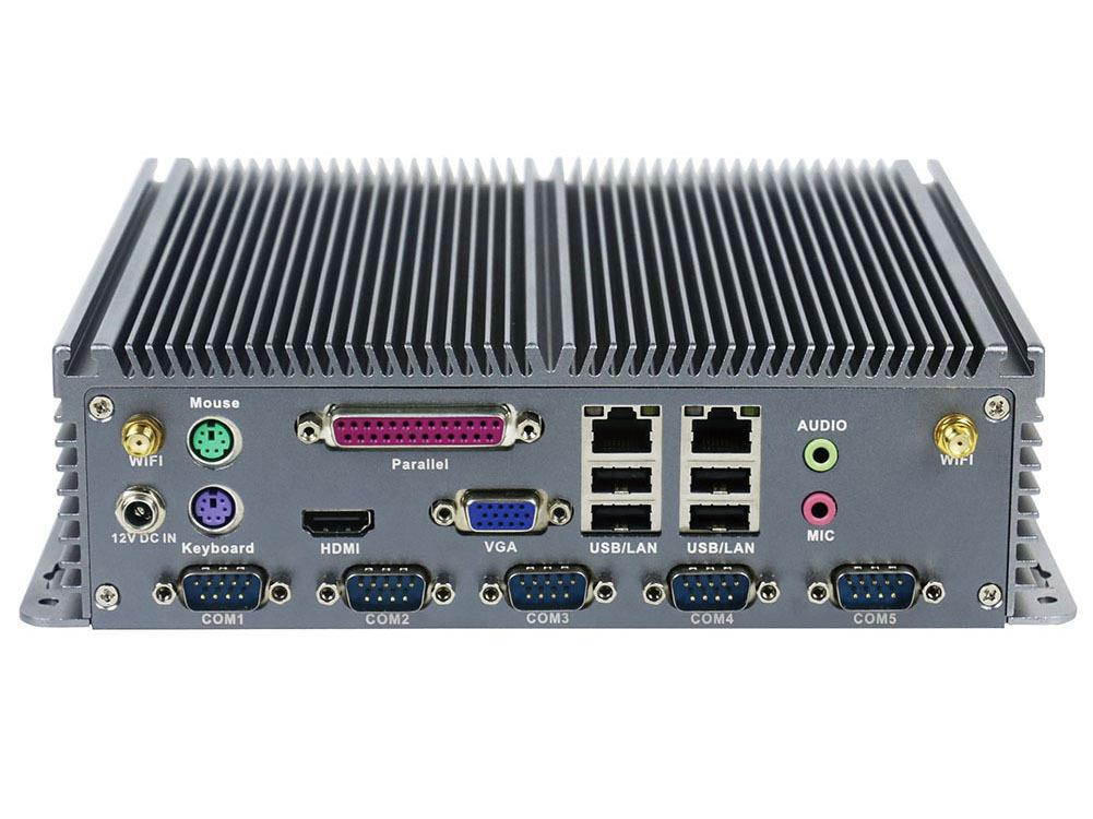 Fanless Industrial PC Rugged Computer IPC Mini PC Windows 10 Pro/ Linux with Intel Quad Core J1900 6 COM 2 Intel LAN 8G RAM 128G SSD Partaker I15