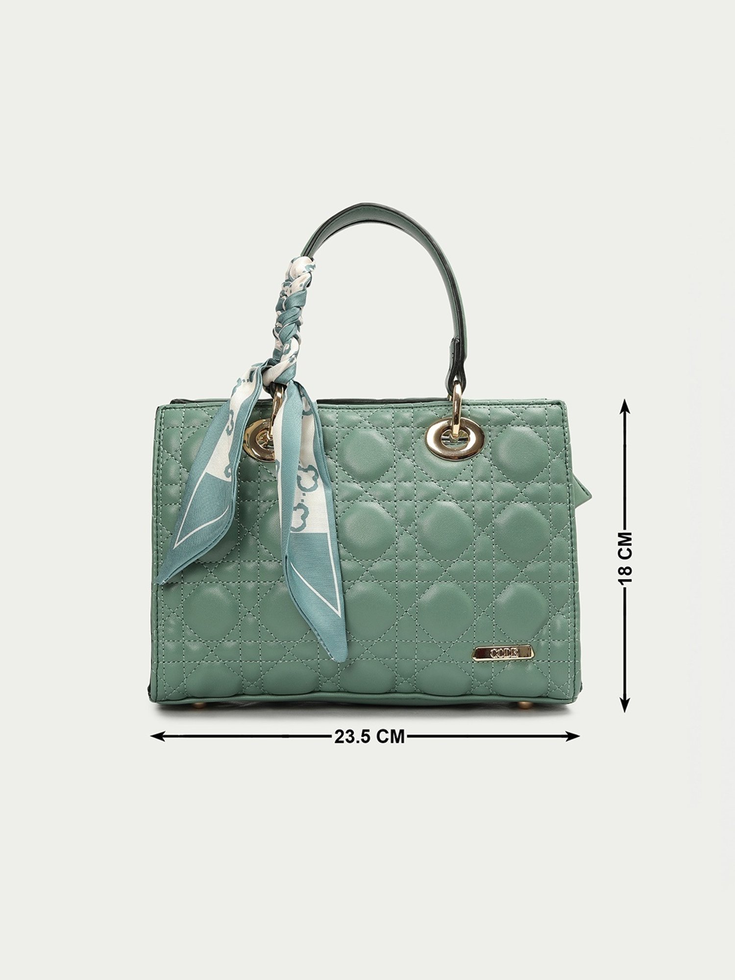 Code by Lifestyle Green Textured Handbag