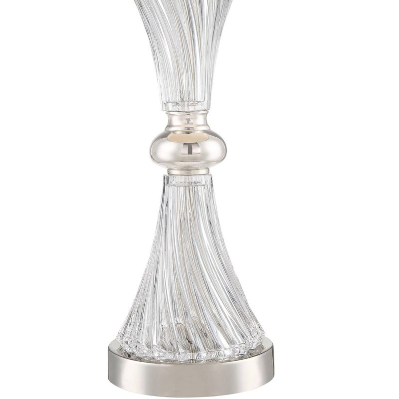 Regency Hill Luca Chrome and Glass Blue Softback Shade USB Table Lamps