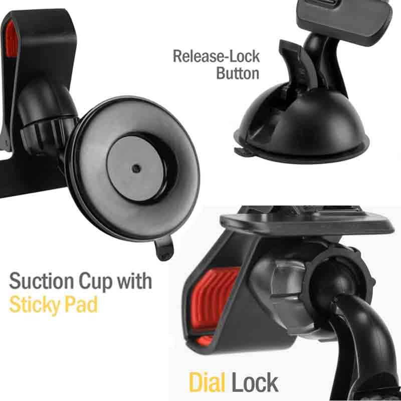 Cellet Universal Clamp Dashboard Windshield w/ Sticky Pad Phone Holder for Smartphones
