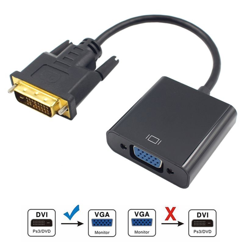 Active DVI-D to VGA Adapter, DVI to VGA Adapter Cable 1080P DVI-D to VGA Cable 24+1 25 Pin DVI Male to 15 Pin VGA Female Video Converter for PC Display (Color: Black)