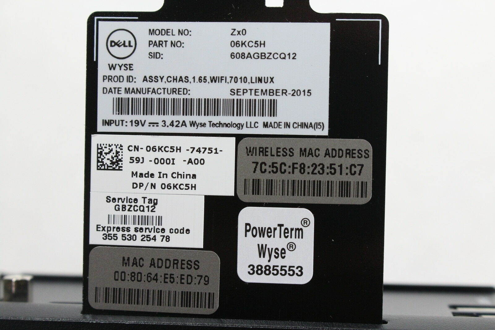 Genuine Dell Wyse Zx0 7010 Thin Client DualCore 1.67GHz 6KC5HWIFI