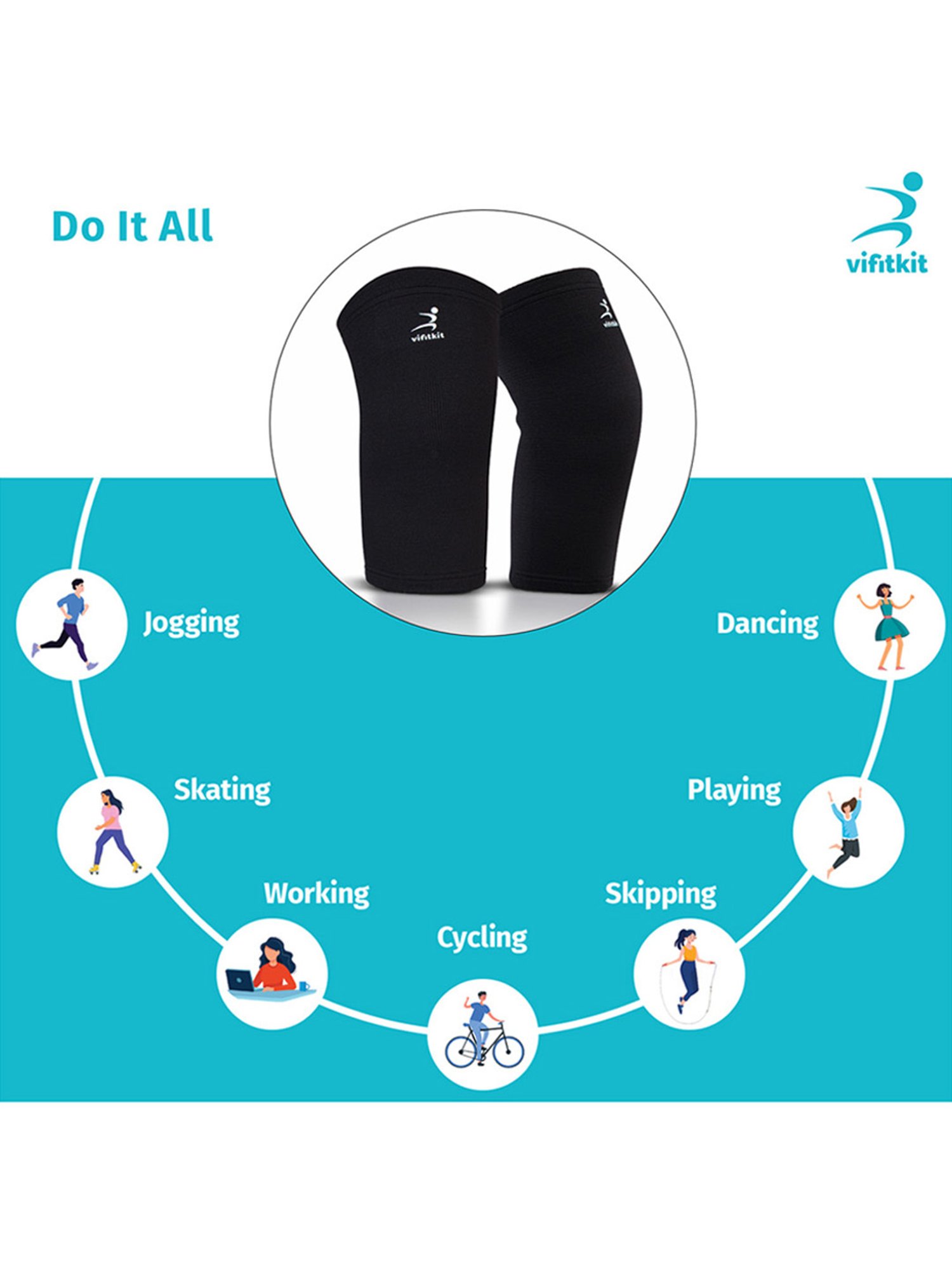 Vifitkit Knee Support for Men and Women (Black) Size - Small